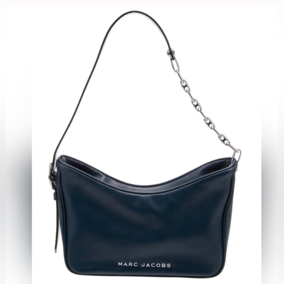 Marc Jacobs Leather Chain-Link Shoulder Bag, Navy NWT - Picture 2 of 9